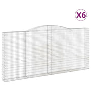 Cestini gabbioni recinzione a gabbia muro di contenimento ad arco 6 pezzi 400 x 30 x 180/200 cm ferro zincato argento 02_0041038