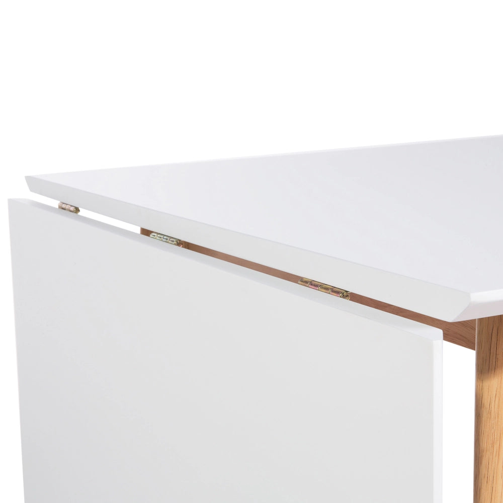Tavolo da pranzo bianco 120/155 x 80 cm allungabile a goccia gambe in legno scandinavo minimalista