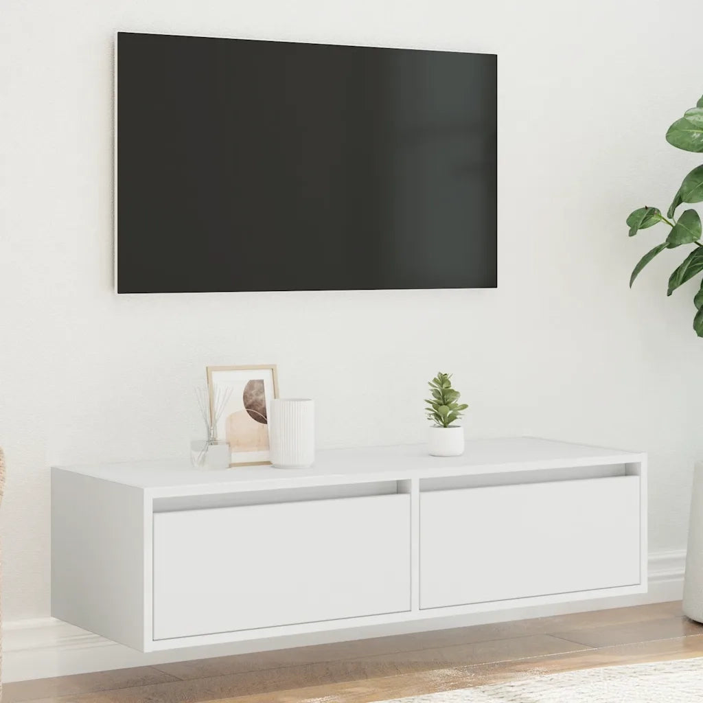 Mobile Porta TV con Luci LED Bianco 100X35,5x25 cm