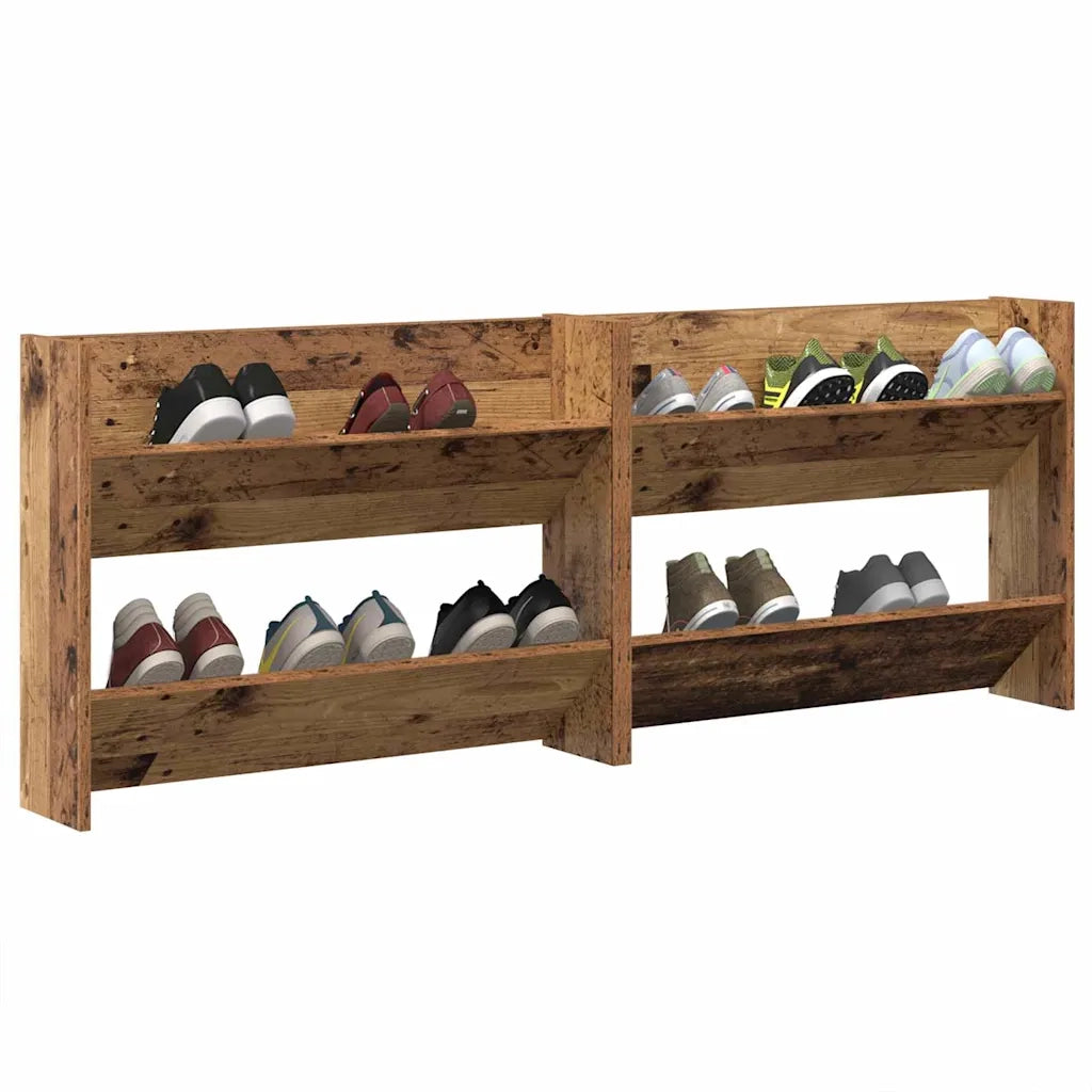 Mobile per scarpe 2 pz-Set di 2 Scarpiera Legno vecchio 80 x 18 x 60 cm
