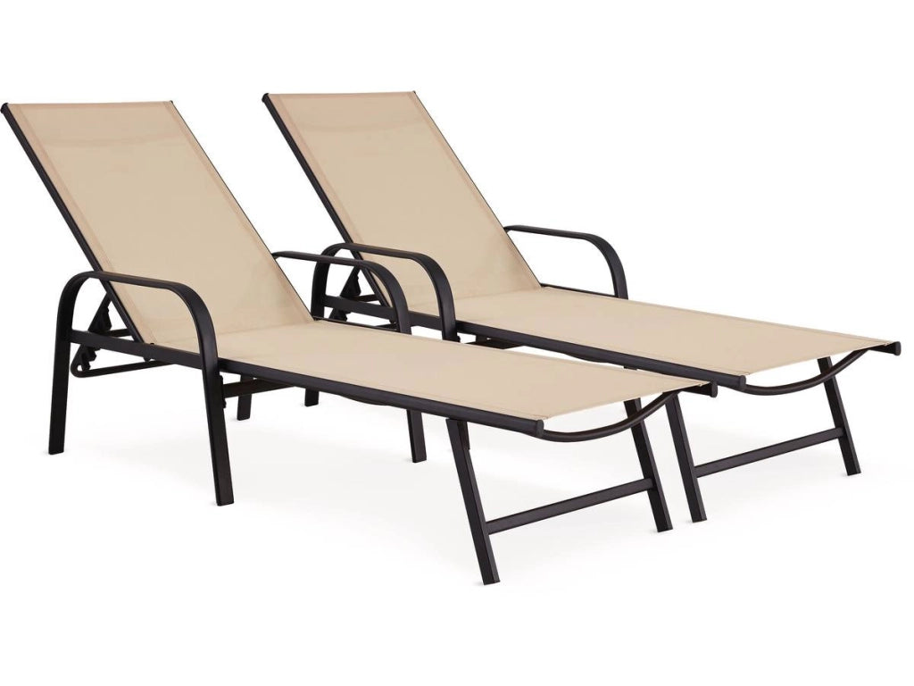 Set di 2 lettini prendisole in metallo "Farniente" - Beige