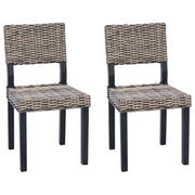 Sedia da pranzo 2 pz | Sedie da cucina Rattan Kubu Nero Lavato 46 x 55 x 84 cm