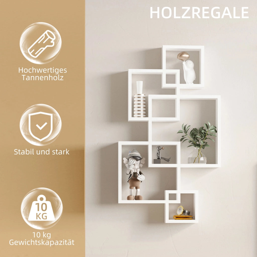Libreria a Parete in Legno Massello ¨C Zephmum ¨C Bianco 80x24x30