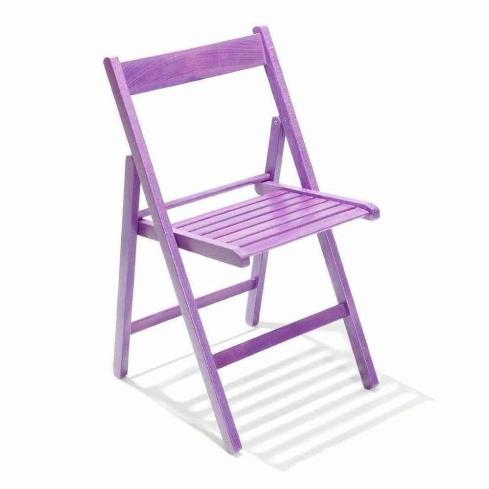 Sedia pieghevole salvaspazio in legno di faggio viola casa pub mare da giardino