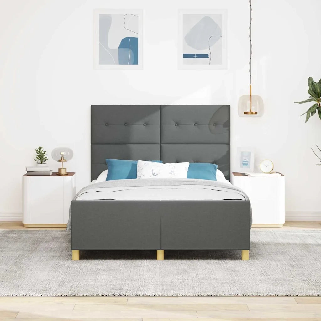 Struttura del letto-Giroletto Grigio scuro 140 x 190 cm Tessuto 475950