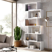 Libreria As, Scaffale da ufficio multiuso, Mobile biblioteca portalibri a 6 ripiani, 80x25h190 cm, Bianco