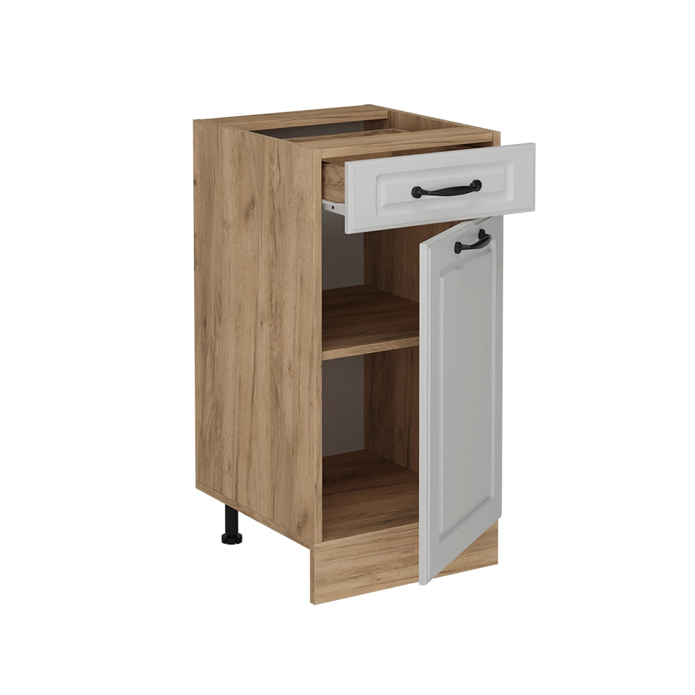 Mobiletto base per cucina R-Line Bianco rustico/Rovere dorato 40 cm senza piano di lavoro Vicco