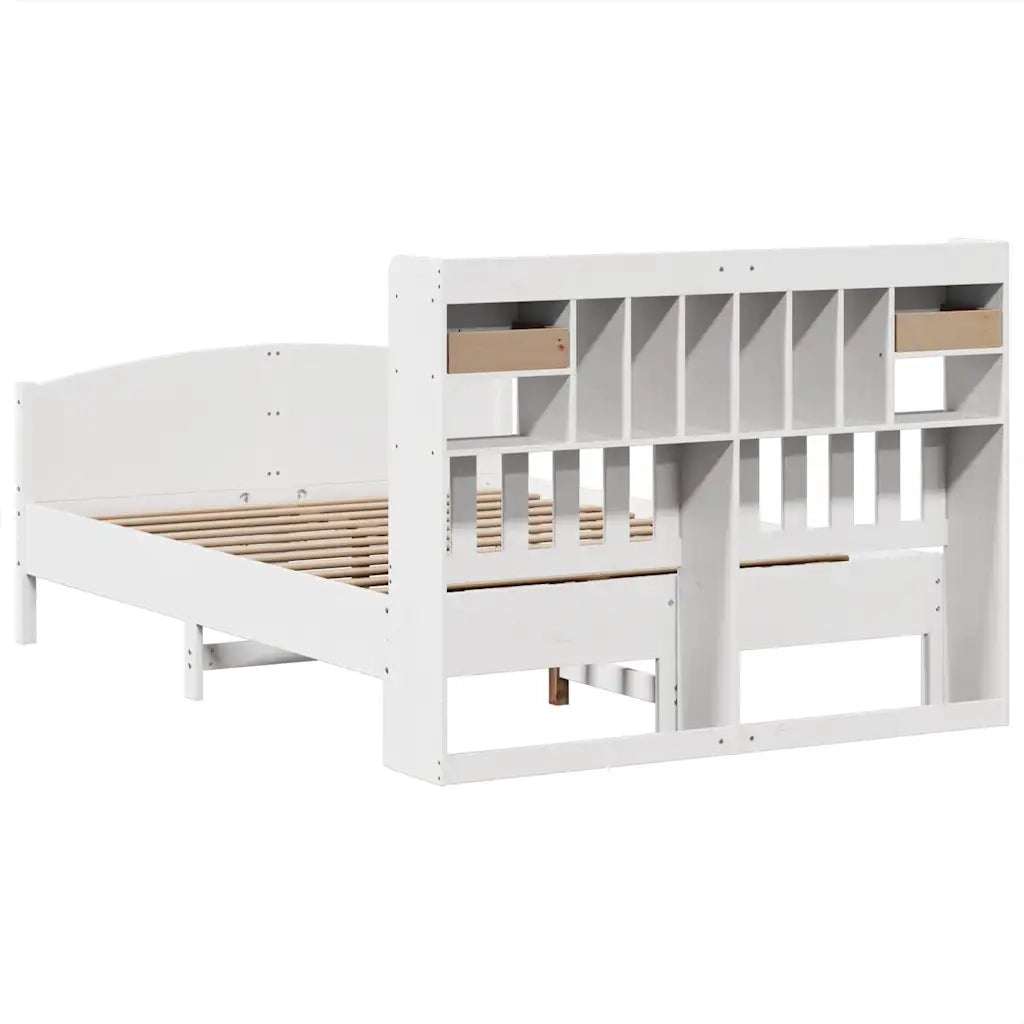 Letto Libreria senza Materasso Bianco 150x200 cm Legno di Pino 3323141