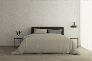 Copripiumino con Sacco e Federe Doubleface Tortora/Fumo 1 Piazza e Mezzo