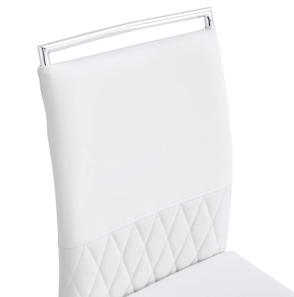 Sedia da pranzo 42x45 cm bianca, metallo e PU con schienale imbottito