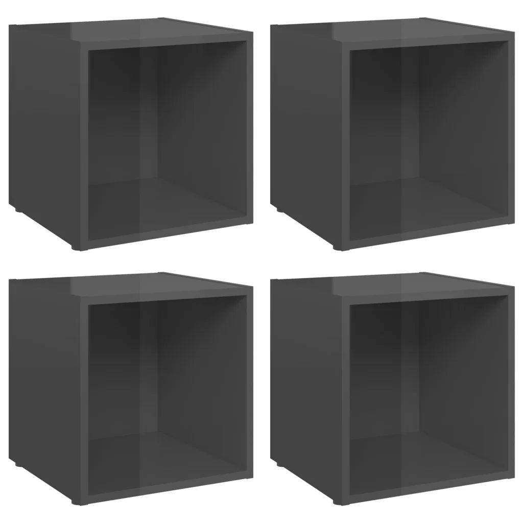 Mobili Porta TV 4pz Grigio Lucido 37x35x37 cm Legno Multistrato 805524