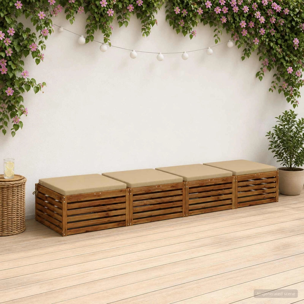 Cuscini per Sedia in 4 Pezzi SOEST 4 pz 100% Poliestere Beige 945018