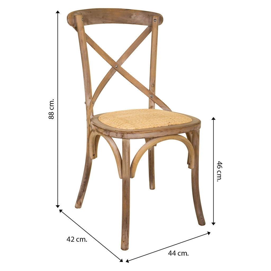 Sedia legno seduta rattan marrone 44x42x46/88h cm