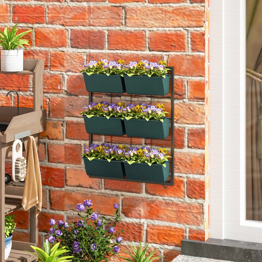 Orto Verticale 3 Livelli con 6 Vasi ¨C zephmum ¨C Acciaio e Plastica Verde 52x14x66cm