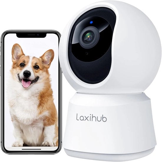Sistema di Sorveglianza Indoor con 360° di Copertura, Pannelli Tilt, Telecamera 1080p Full HD, Monitor per Bambini e Animali con App per Smartphone, Visione Notturna, Audio a Due Vie, Detezione Movimento e Suoni, Funziona con Alexa