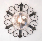 PLAFONIERA LAMPADA APPLIQUE MEDIA FORGIATA CM.45 COLORE NERO ARGENTO