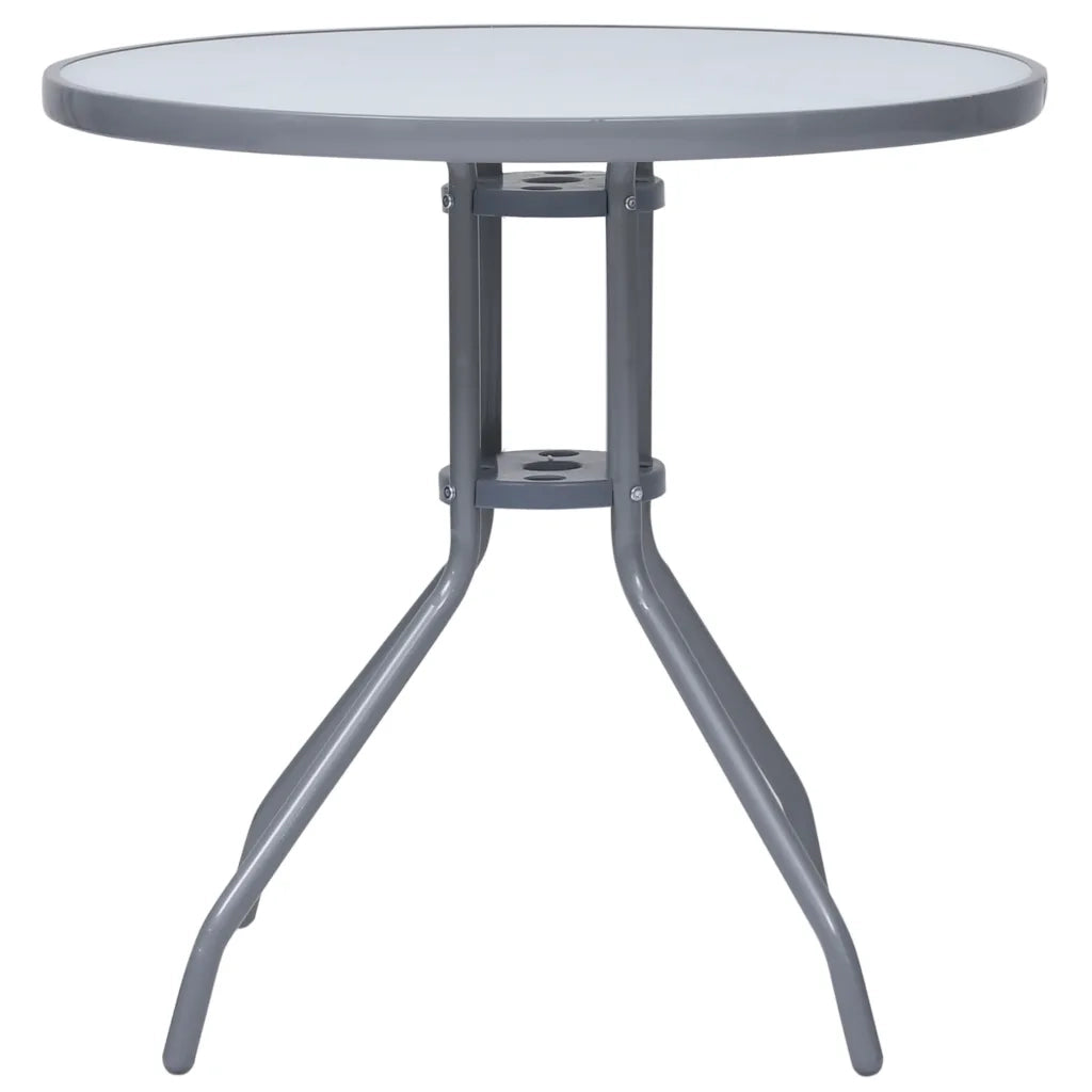 Tavolo da Giardino Grigio Chiaro 80 cm in Acciaio e Vetro cod mxl 34152