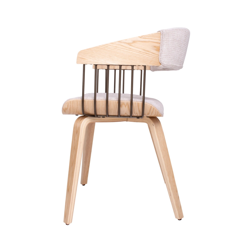 Brema - Set 2 Sedie Imbottiti 51x78x42,5 cm in Legno di Plywood e Tessuto Beige