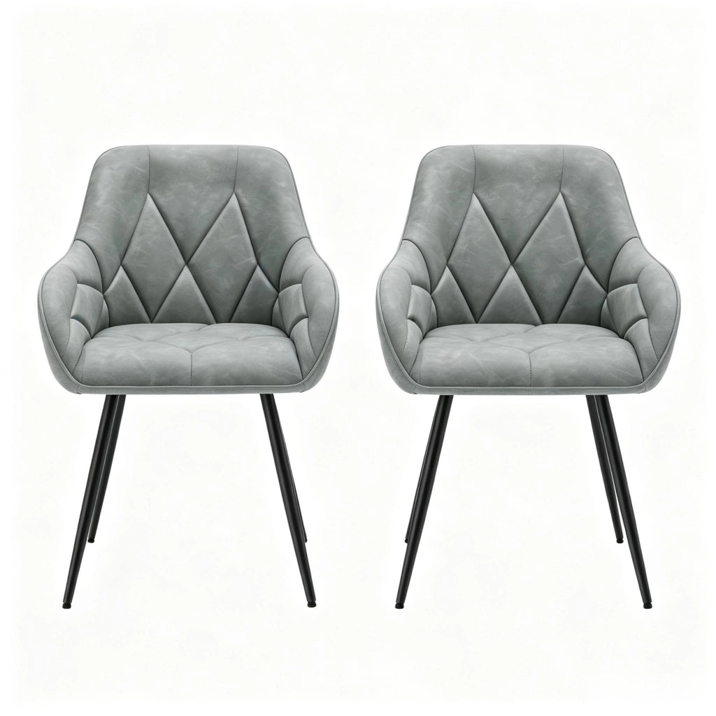 SEDIA Imbottita Ergonomica 45,5x45x83,5 cm Pelle Vintage Grigio Set da 2 pezzi