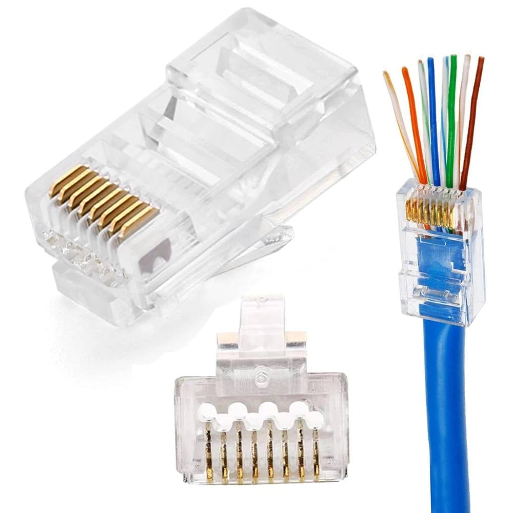Plug rj45 utp cat6 8p8c trasparente – confezione da 100 pezzi