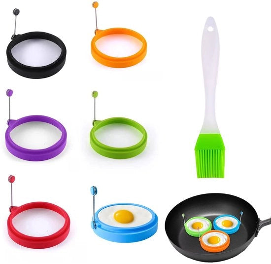 Forma di omelette in silicone antiscivolo, resistente al calore, 10 cm, 6 pezzi, adatto per hamburger.