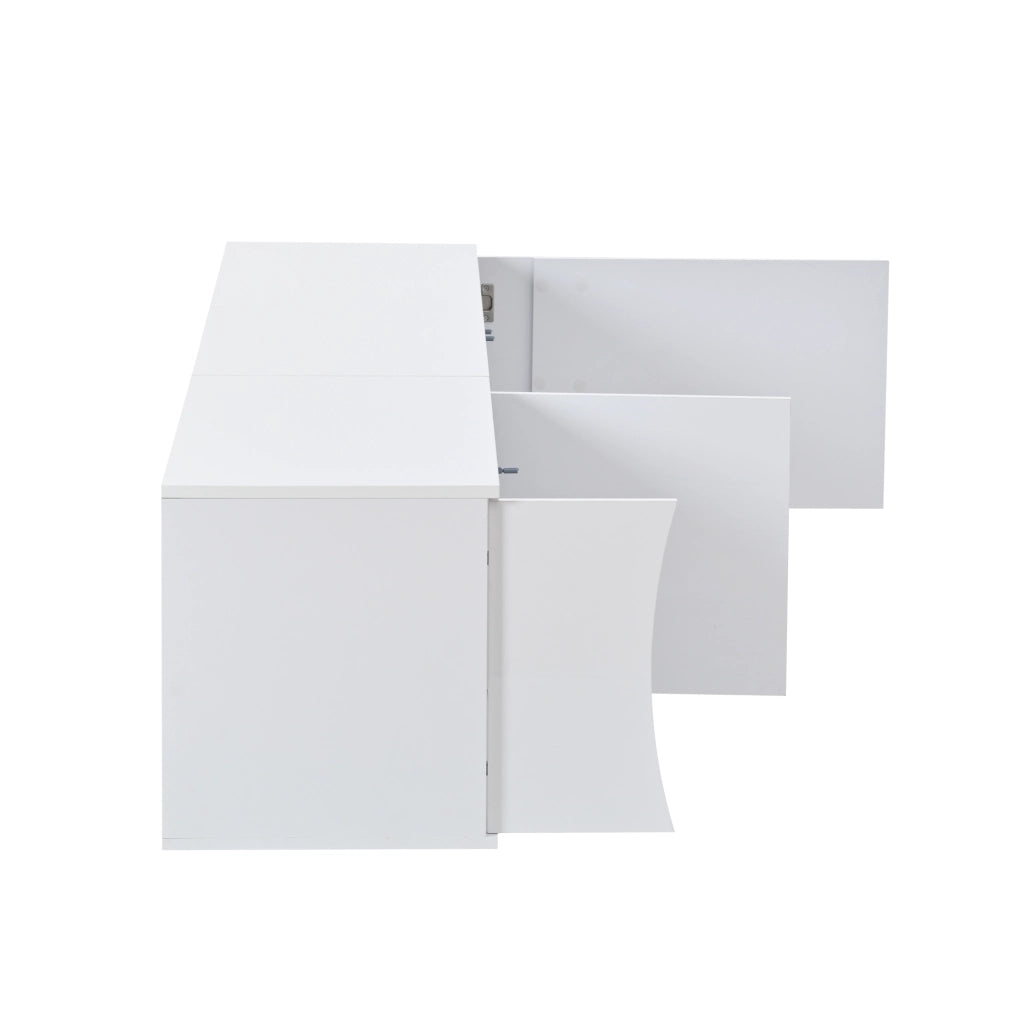 Mobile TV con 3 ante; ripiani e illuminazione LED - per soggiorno - 180 x 40 x 45 cm - bianco