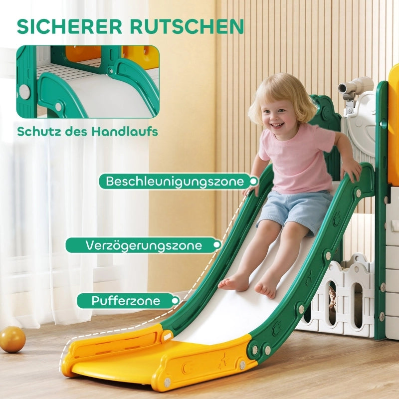 Scivolo per bambini 7 in 1, parco giochi al coperto, struttura per arrampicata, casetta, lavagna, canestro da basket, et¨¤ 1-4 anni, plastica,