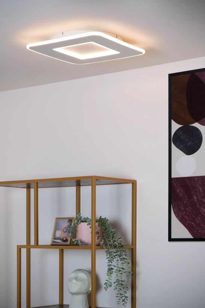 Plafoniera LED moderna quadrata 39,4cm 24W bianca Lucide