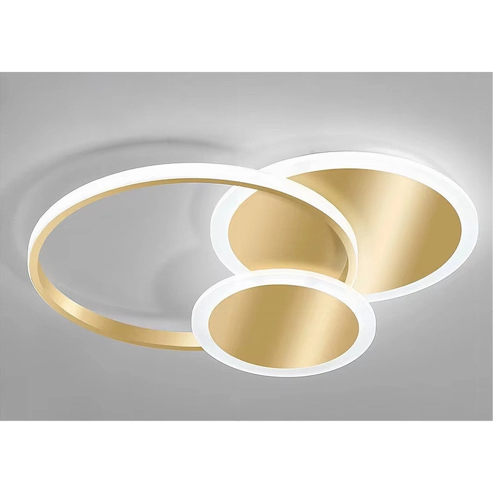 Trade Shop - Plafoniera Luce Fredda Led Cerchi 38 W Lampadario Da Soffitto Oro Moderno 50040 -