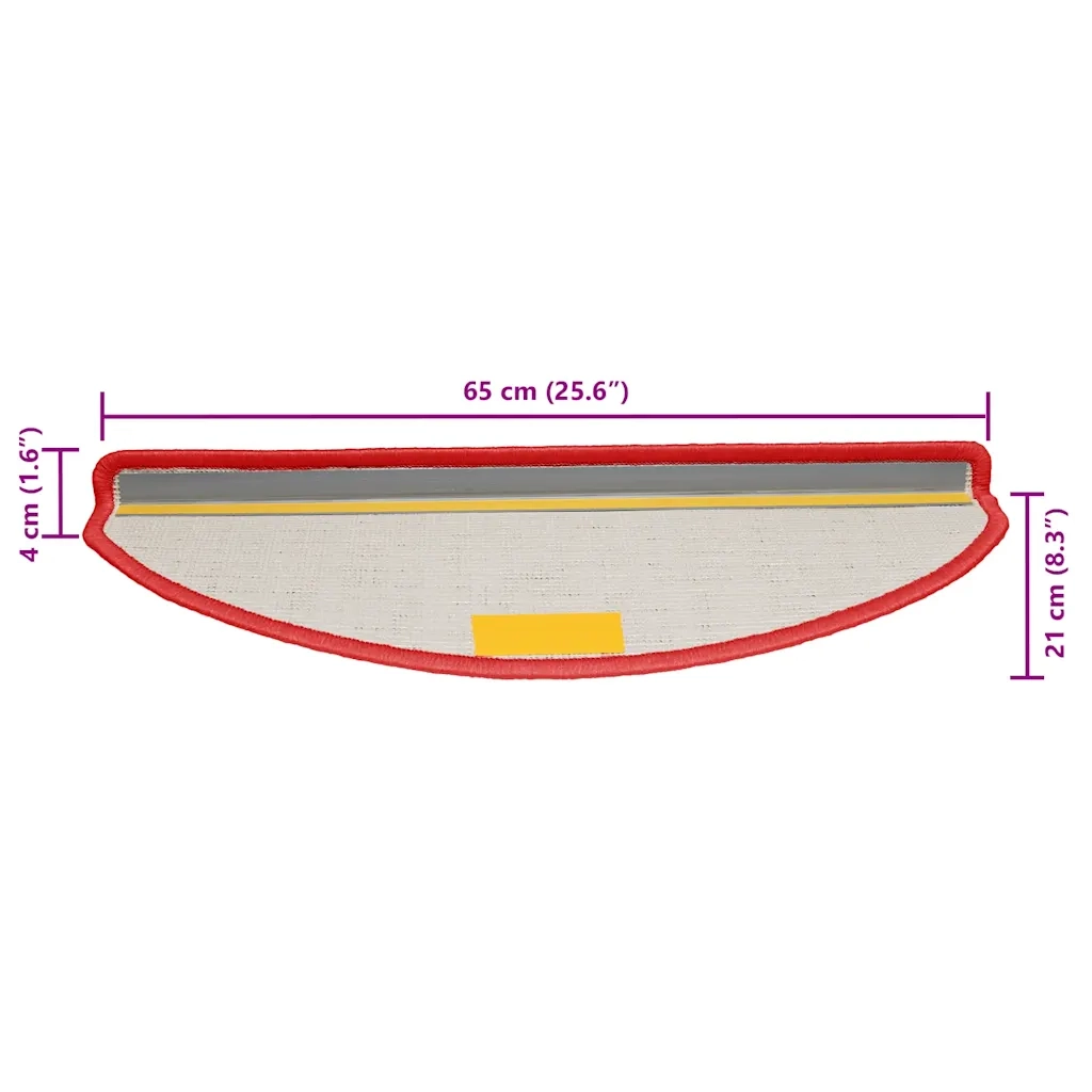 Tappetini per scale 30 pz | Gradini per Scale 65x21x4 cm rossi semicircolari grandi