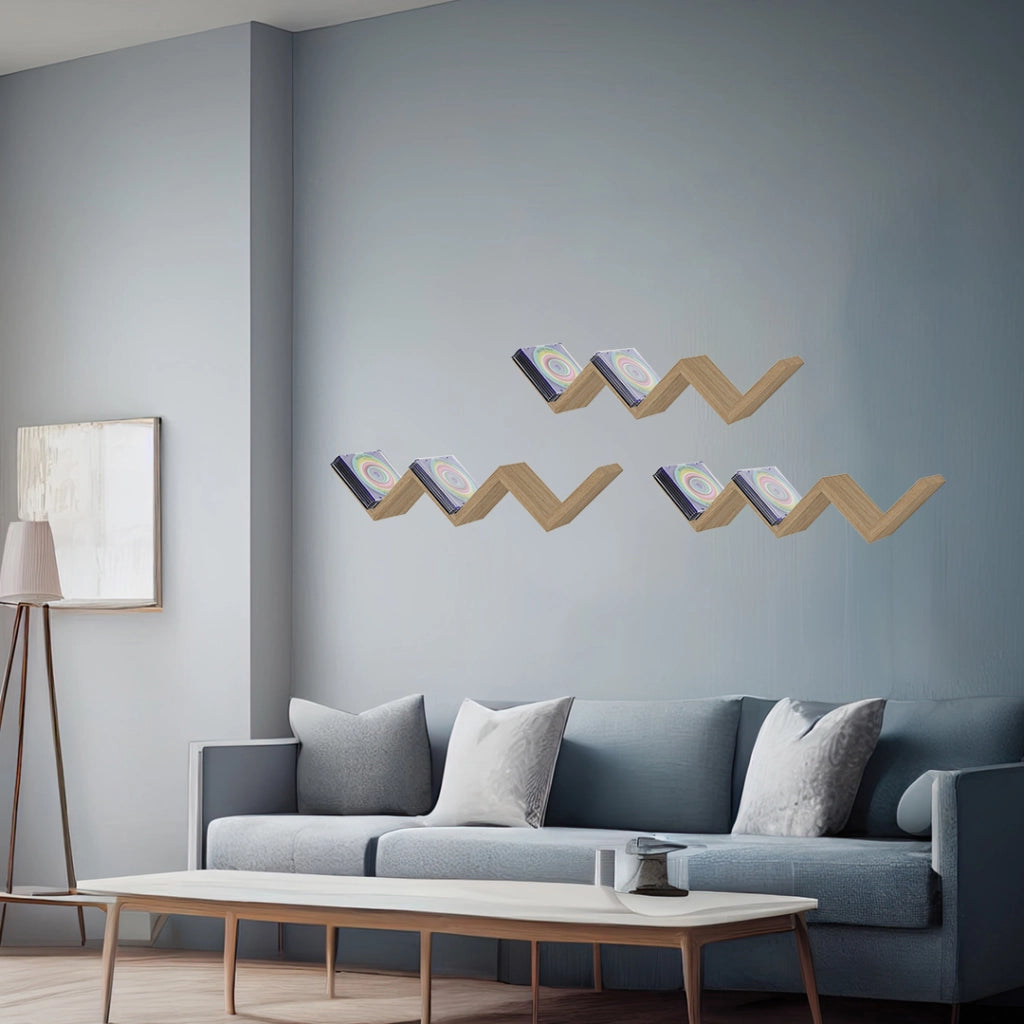 MENSOLA ZIG ZAG DIMENSIONI 59X12X12 CM IN COLORE ROVERE