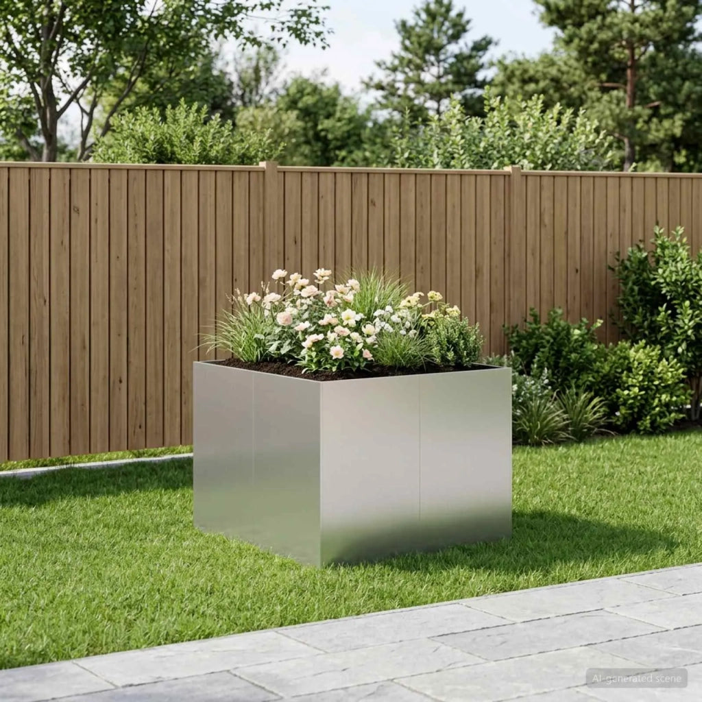 Vaso da giardino Argento 80 x 80 x 60 cm Acciaio zincato 8005923