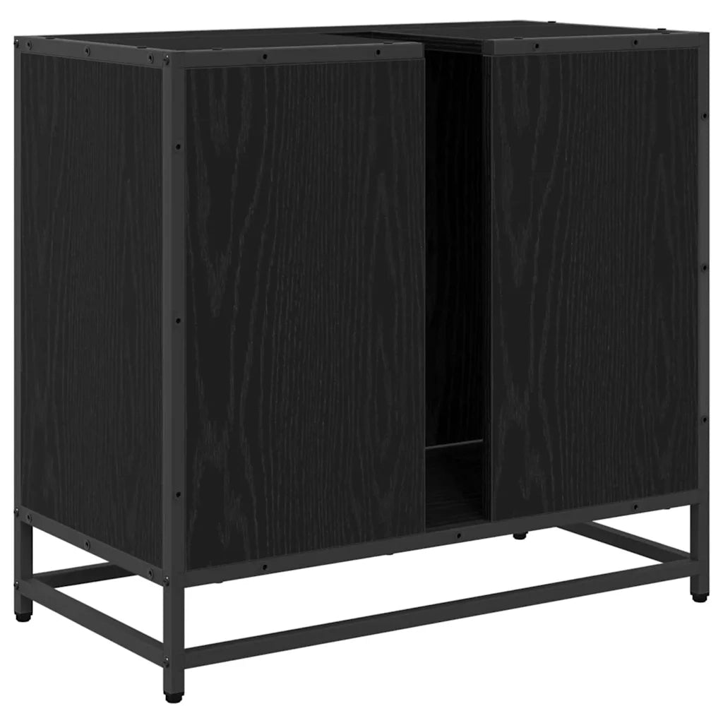 Armadio per Lavabo da Bagno Rovere Nero 65 x 33 x 60 cm