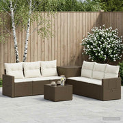 Set di divani 8 pz Marrone e Bianco Crema 3448380
