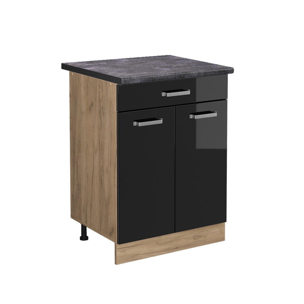 Vicco Mobiletto base per cucina Nero lucido 60 cm con cassetto, PL Antracite