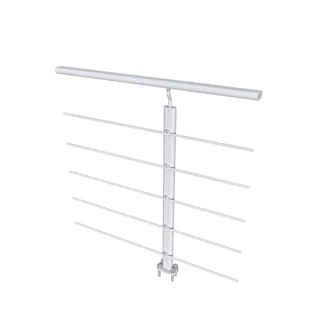 Ringhiera Parapetto in Alluminio Argento Opaco 100x100cm a Fissaggio a Pavimento, con supporto di collegamento a Parete