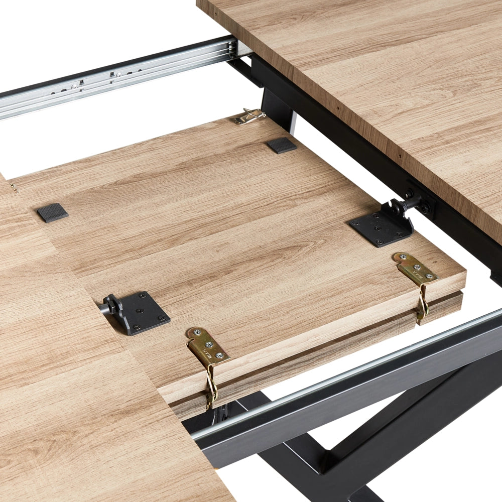Tavolo da pranzo allungabile 160/200 x 90 cm marrone chiaro con piano in MDF e gambe in metallo in stile industriale moderno