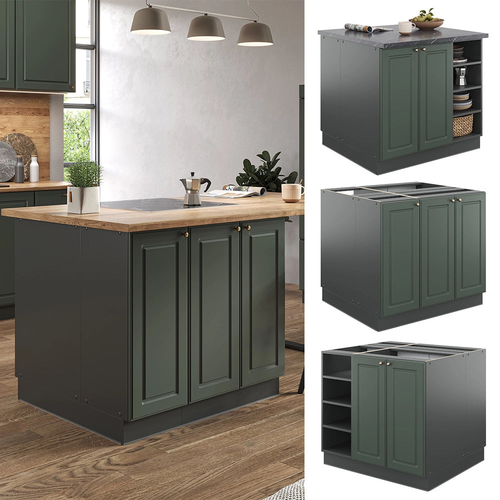Isola cucina Fame-Line Verde-oro rustico/Antracite 90 cm senza piano di lavoro Vicco