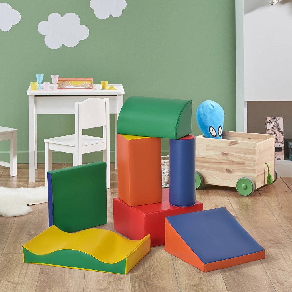 Set 7 Blocchi di Costruzioni Morbide per Bambini da 1-3 Anni per Casa e Scuola, Multicolore