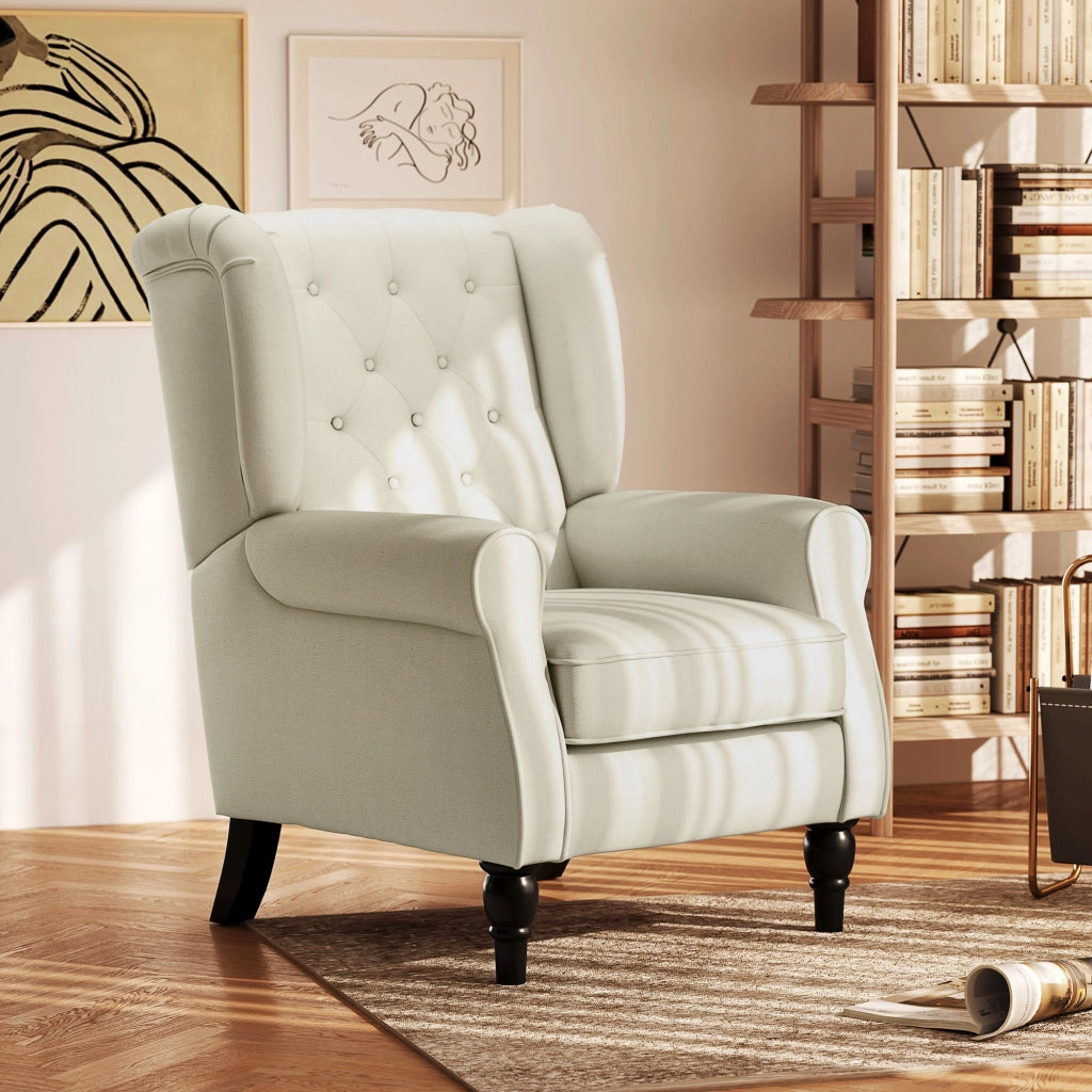 Poltrona Relax Velluto Trapuntata ¨C Zephmum ¨C Bianco 74x86x102