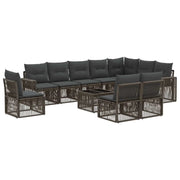 Set Divano da Giardino 11 pcs Grigio e Grigio Scuro polyrattan