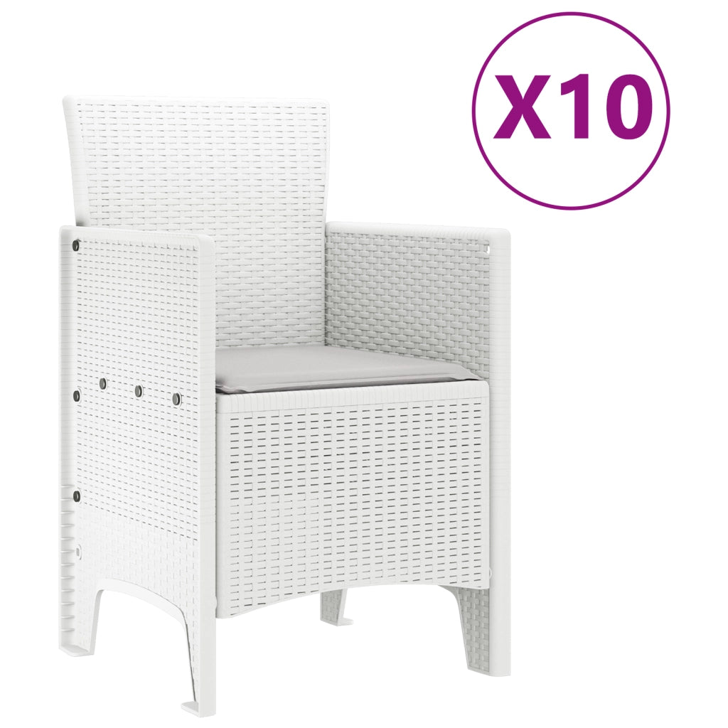 Set da pranzo da giardino  da 11 pezzi con cuscini Bianco Polyrattan
