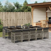 Set da Pranzo da Giardino 11pz con Cuscini in Polyrattan Grigio 3210752