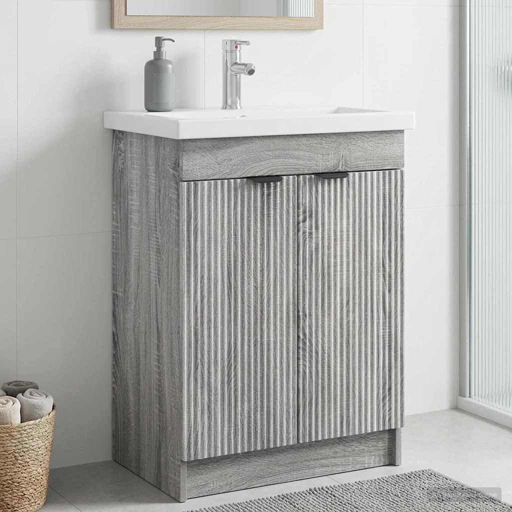Mobiletto da bagno sotto il lavello Sonoma grigio 890100