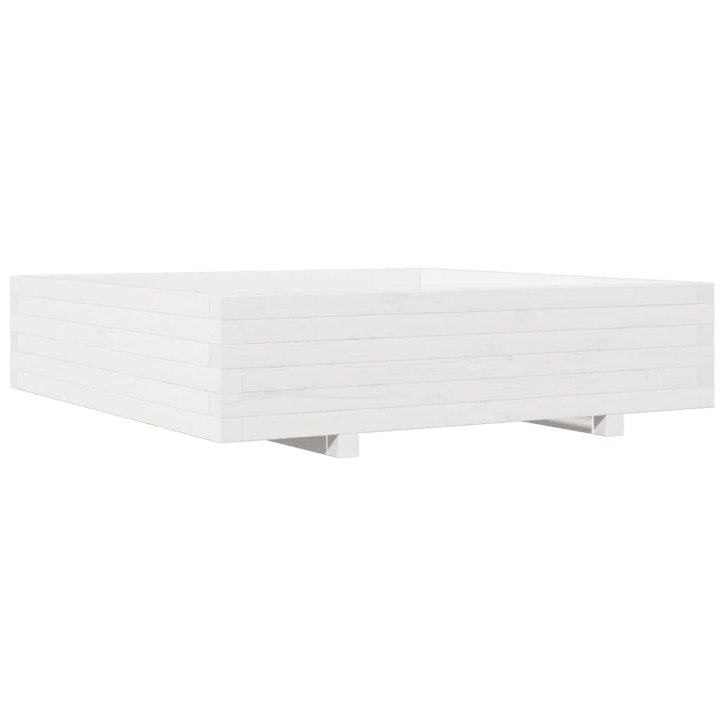 Fioriera rialzata per piante e fiori terrazza giardino 100 x 100 x 26,5 cm legno di pino massiccio bianco 02_0037255