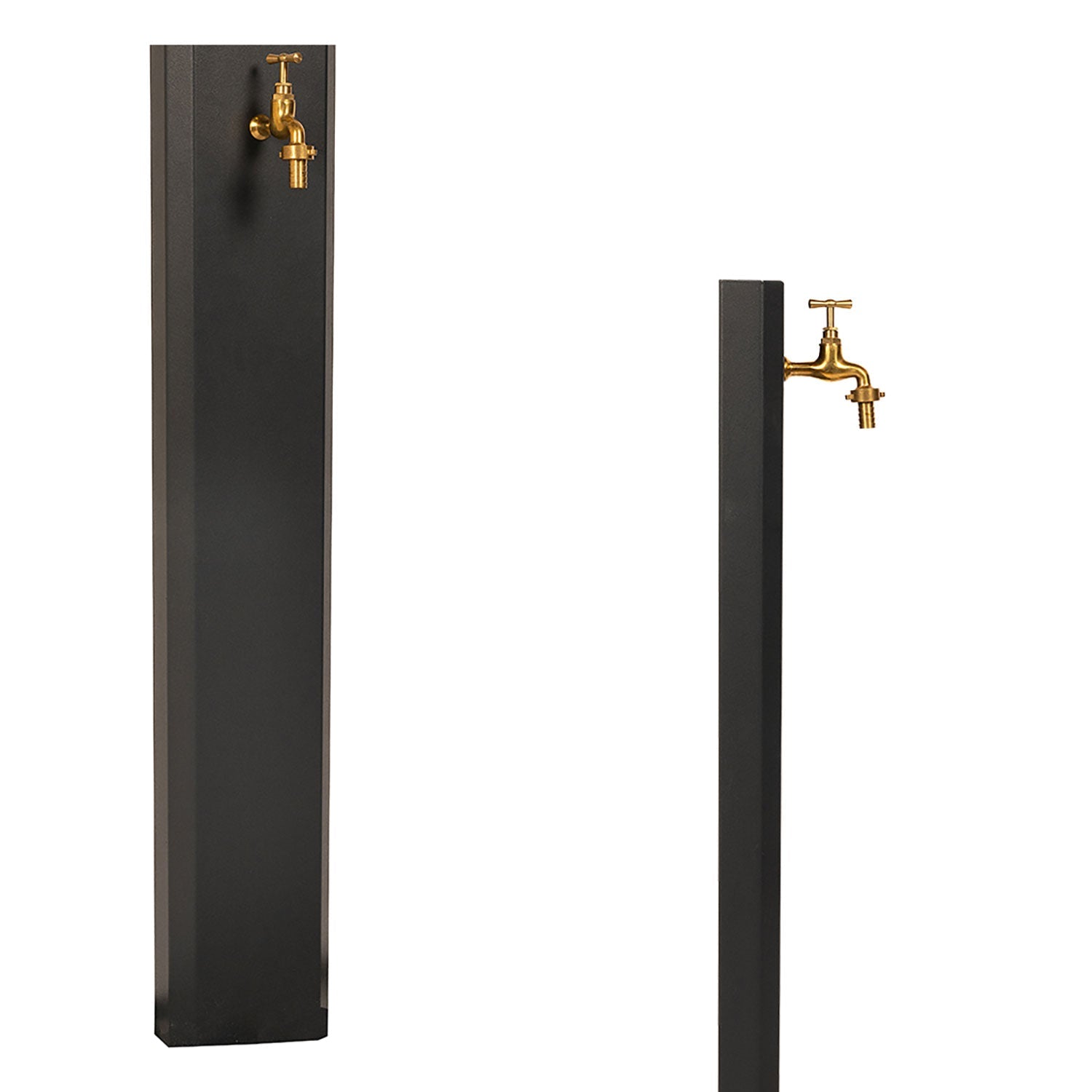 Fontana da Giardino Design a Colonna Ovale Rubinetto in Ottone Senza Base Antracite