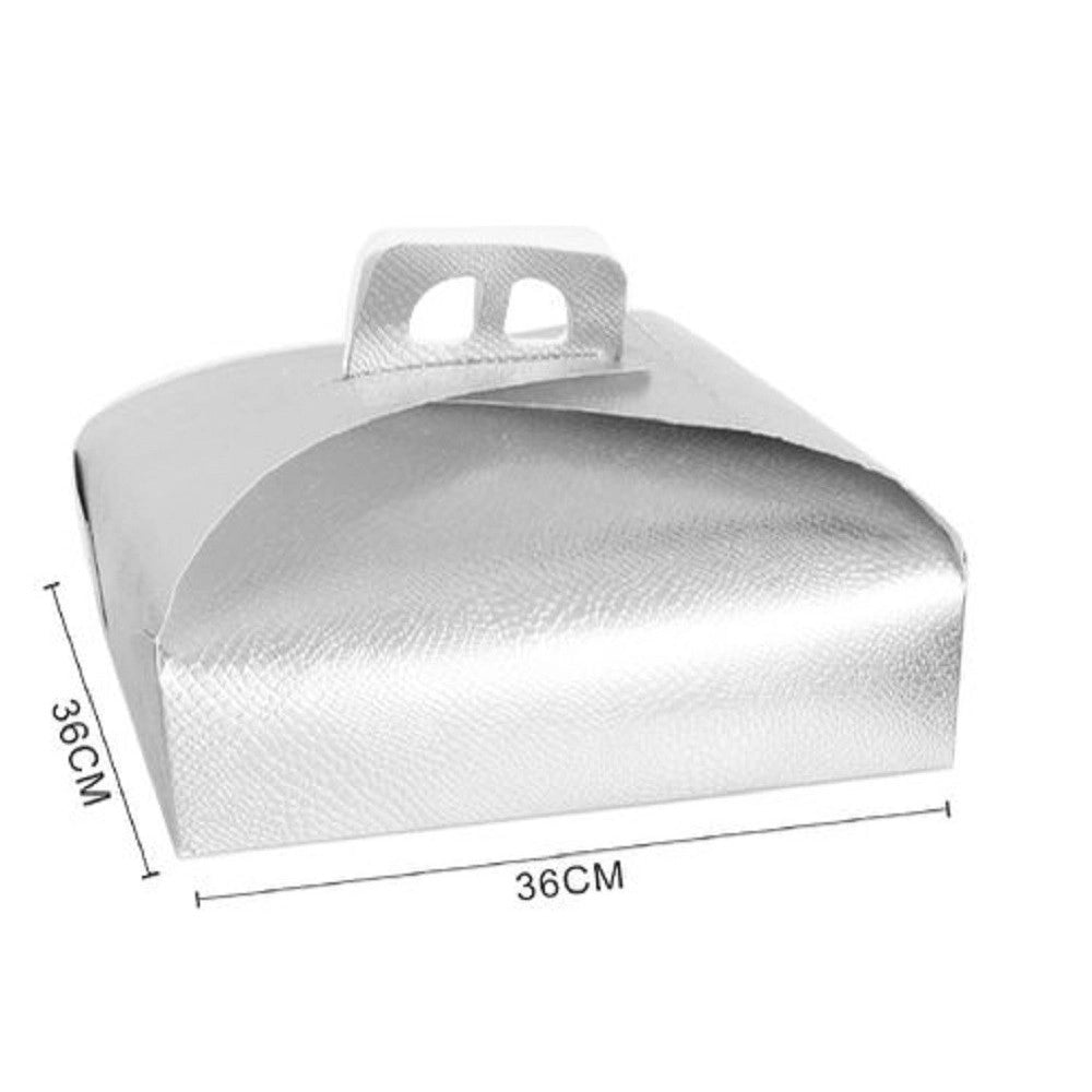 Trade Shop - Set 3pz Scatola Porta Torta Argento 36x36 Cm Dolci Pasticceria Festa Party 58015 -
