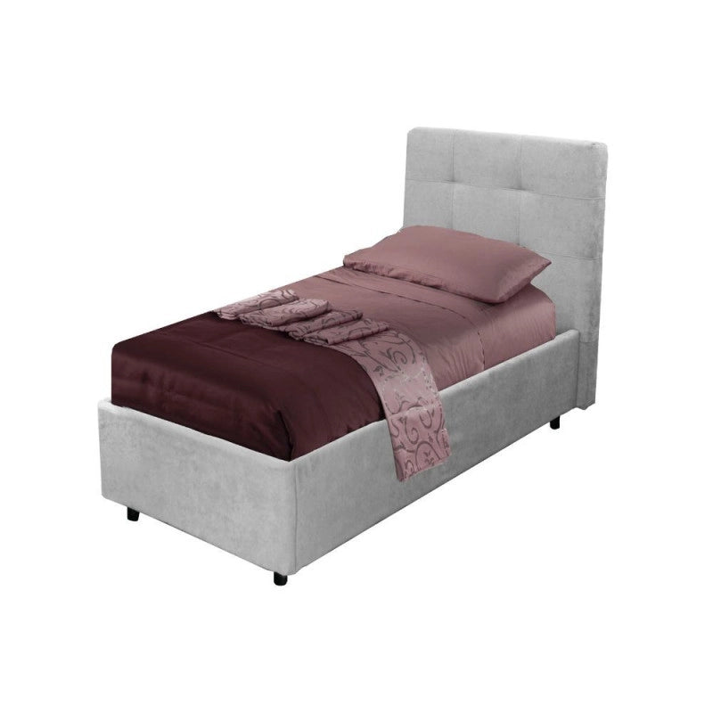 Letto singolo Ascoli contenitore in tessuto Enjoy 20 grigio chiaro