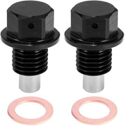 Set di due plug di scarico magnetici in lega di alluminio - nero - con pacchettini - sostituzione per vecchi plug - viti di scarico