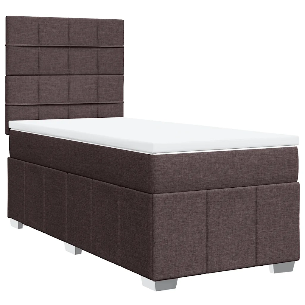 Giroletto a Molle con Materasso Marrone Scuro 90x200 cm Tessuto 3291554